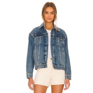 Free People Jolene Denim Trucker Jacket in Deep Sea